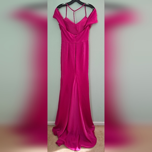 Vera Wang Bride Muriel Satin Open-Back Gown Dress Pink/ Fuchsia Size 4 - Picture 11 of 16